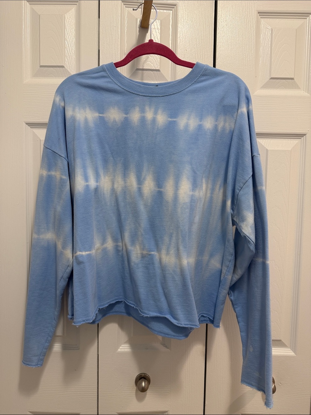 wild fable Blue and White Tie-Dye Long Sleeve Sweatshirt